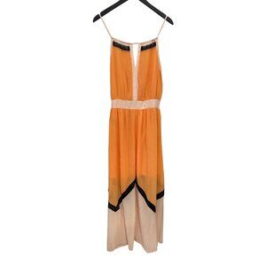 Lucy Paris Colorblock Maxi Dress Size Medium Sleeveless Sundress Orange Chic NEW